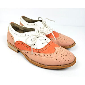 Wanted Babe Womens Size 6 Pink Orange White Oxford Wingtip Shoes
